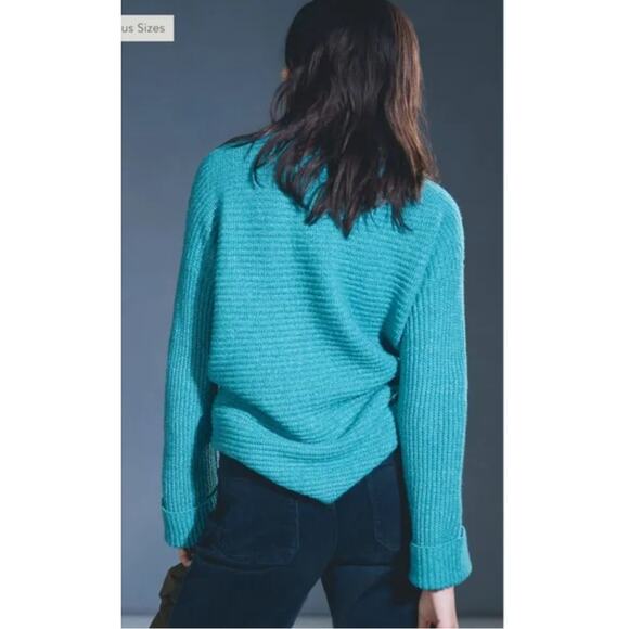 PILCRO Anthro Cowl Neck Aqua Sweater Size Small - Picture 2 of 6